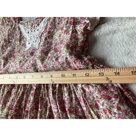 Laura Ashley Girl 6X Ditsy Floral Dress Embroidered Lace Butterfly Tulle Hem Lin - Picture 9 of 15